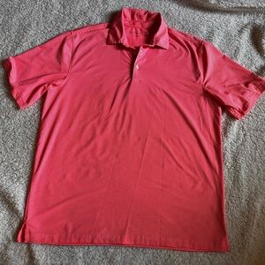 Walter Hagen Golf Polo Shirt Orange White Stripes Large Striped Tennis EUC